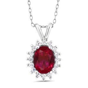 1.16 Ct  Created Ruby 925 Sterling Silver Pendant